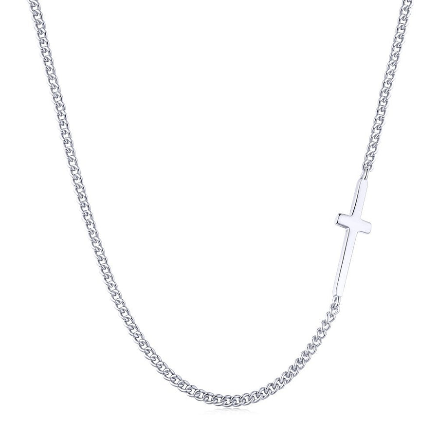 Stylish necklace with cross on the edge