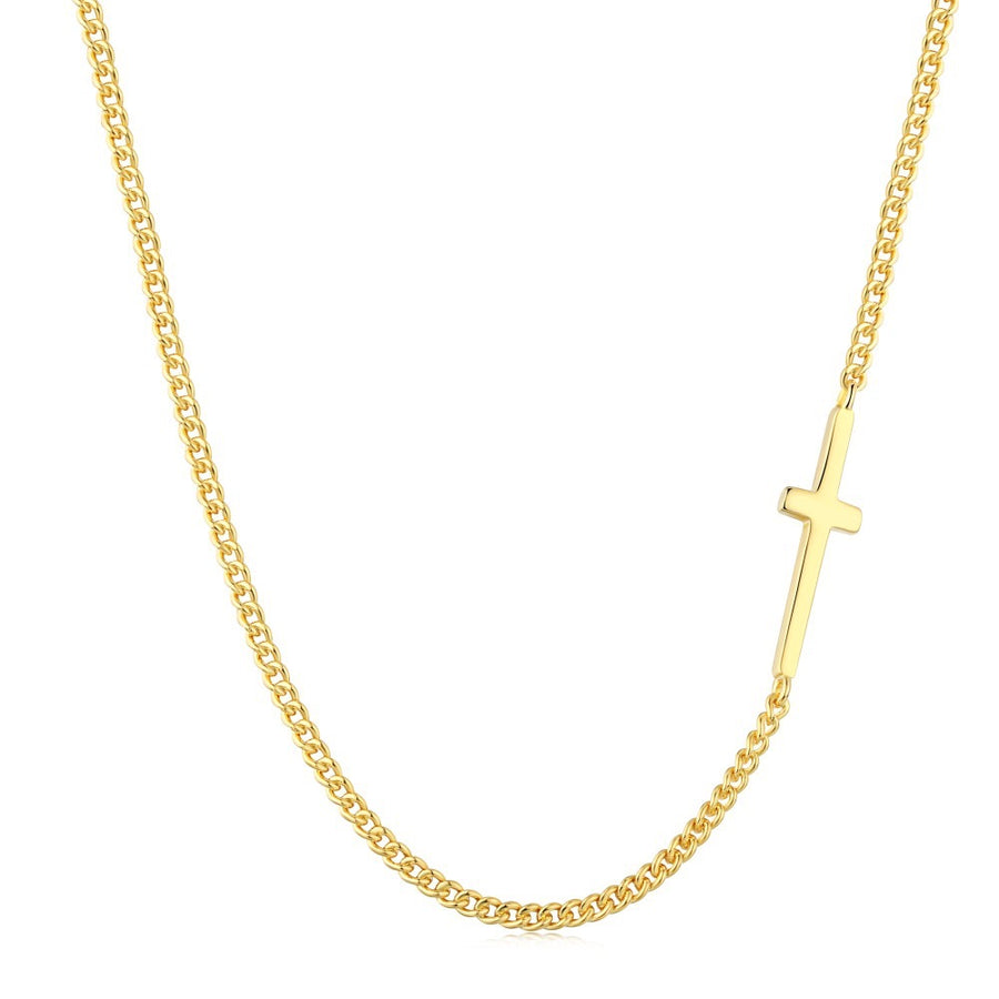 Stylish necklace with cross on the edge