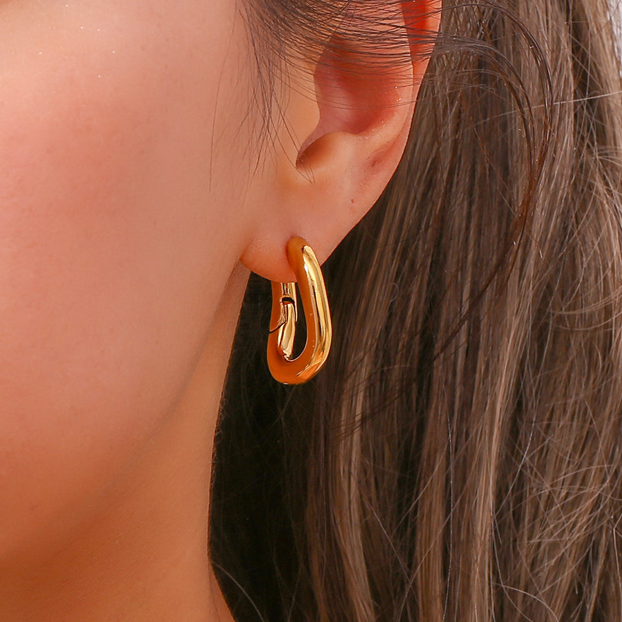 Smooth Oval Geometric Hoop Earrings