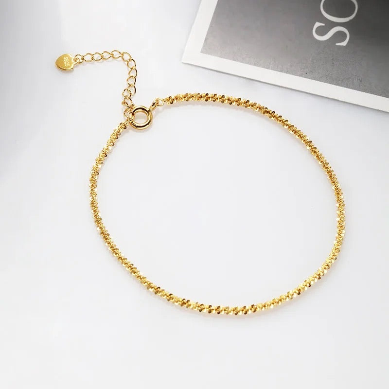 Shinny Chain Bracelet in Silver and Yellow Gold Colour