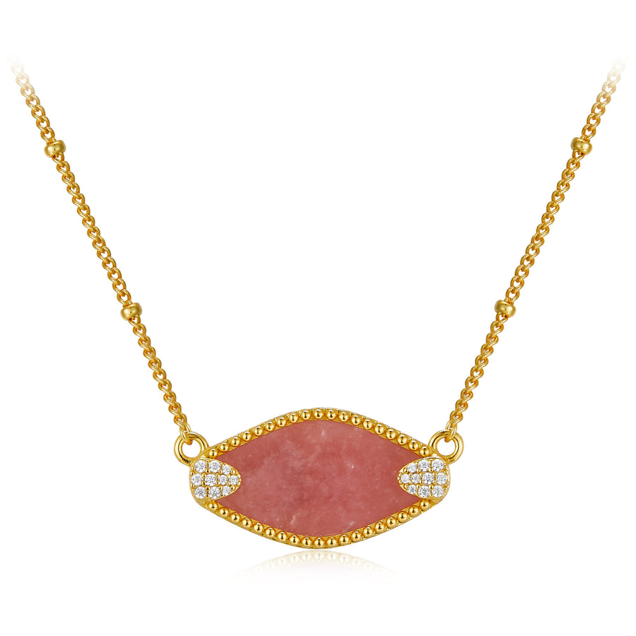 Stunning Vermeil Necklace with a Rhodochrosite Stone Pendant