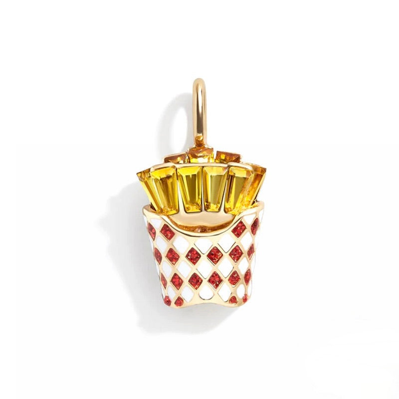 Creative and Original Necklaces with pendants "French Fries Cones" "Picnic Basket" and "Cocktail"