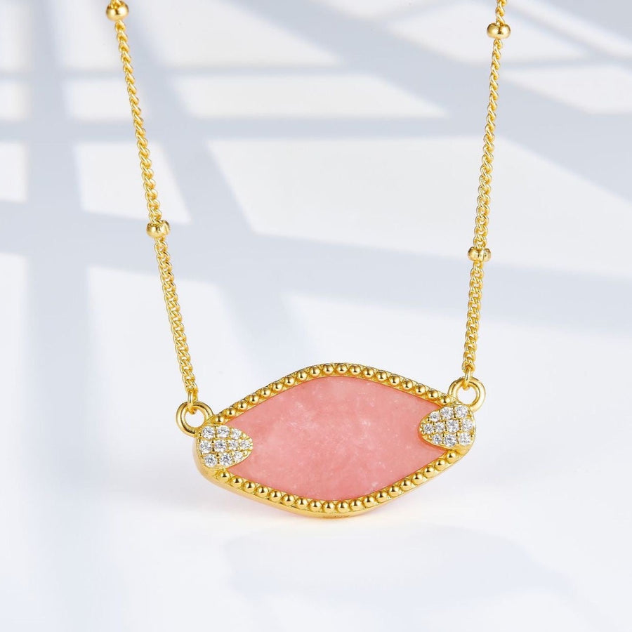 Stunning Vermeil Necklace with a Rhodochrosite Stone Pendant