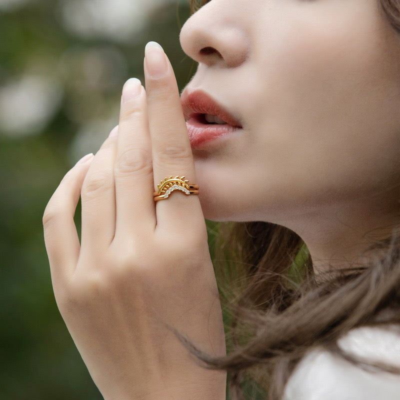 Laurel Leaves Double Layer Ring