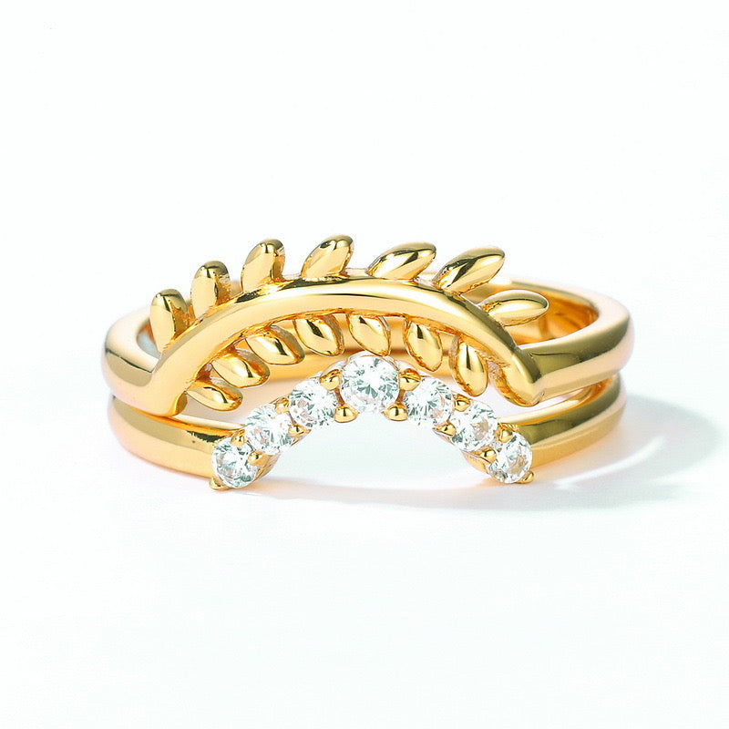 Laurel Leaves Double Layer Ring