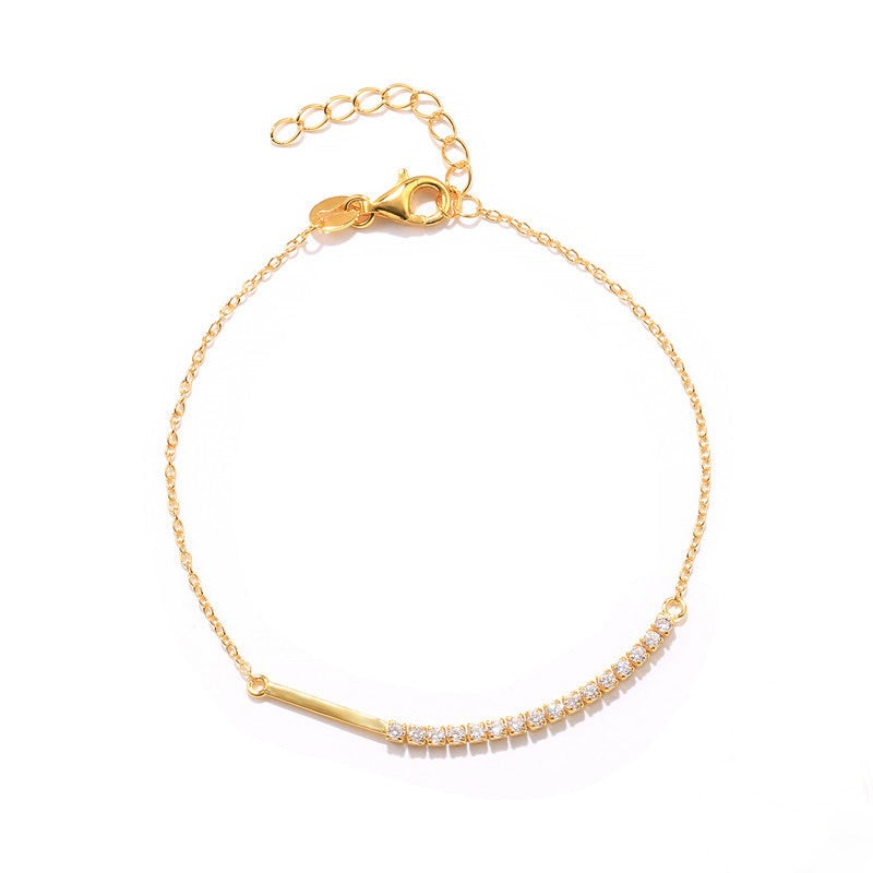 Gold Plated Silver Bracelet with Shiny Classic Cubic Zirconia