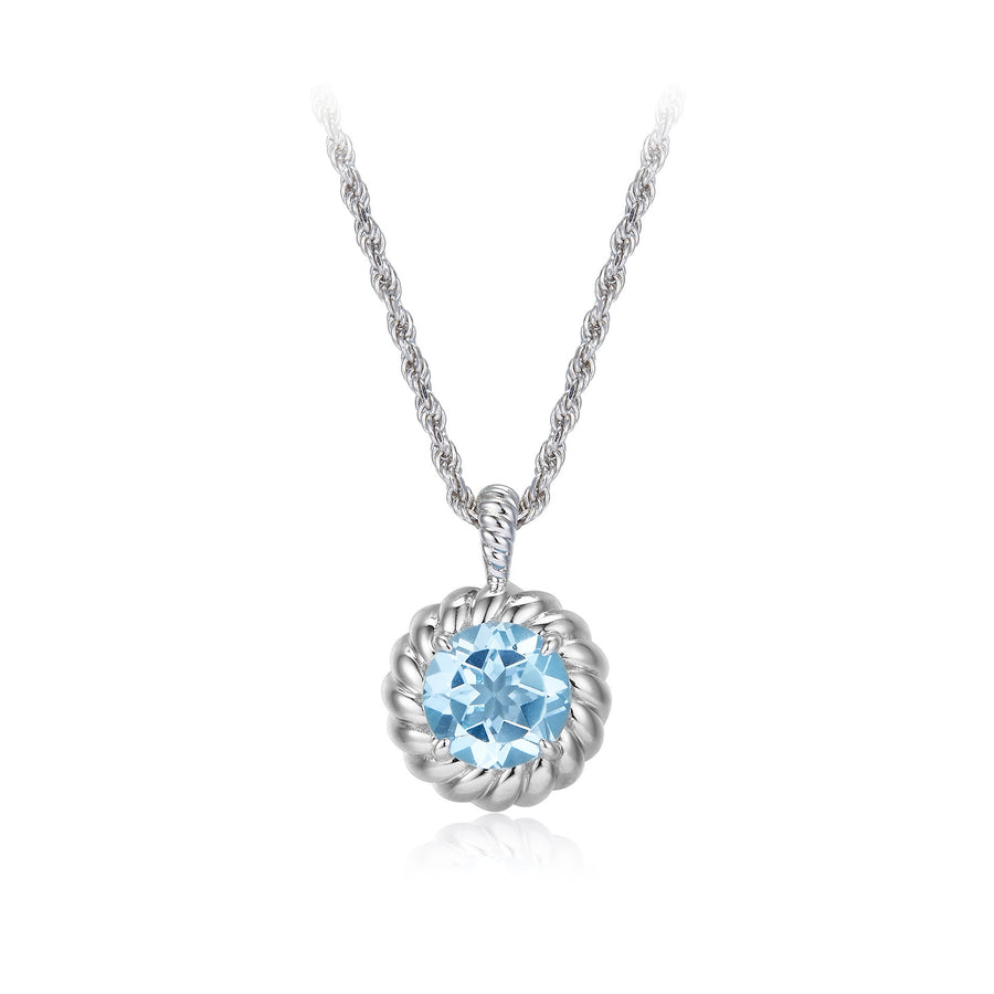 Topaz Blue Silver Necklace