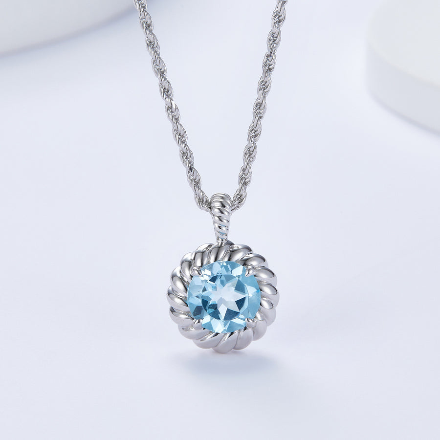 Topaz Blue Silver Necklace