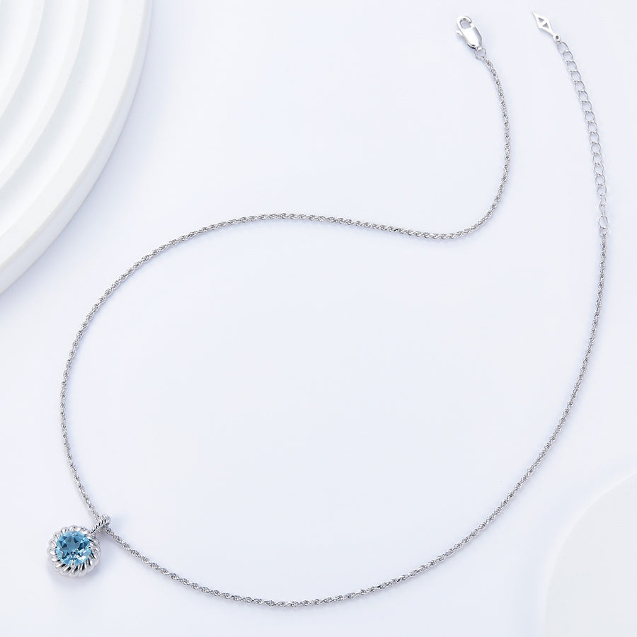 Topaz Blue Silver Necklace