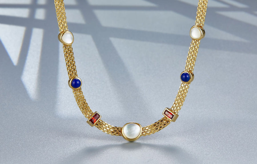 Collier et bracelet de chaîne de pierre gemme de couleur