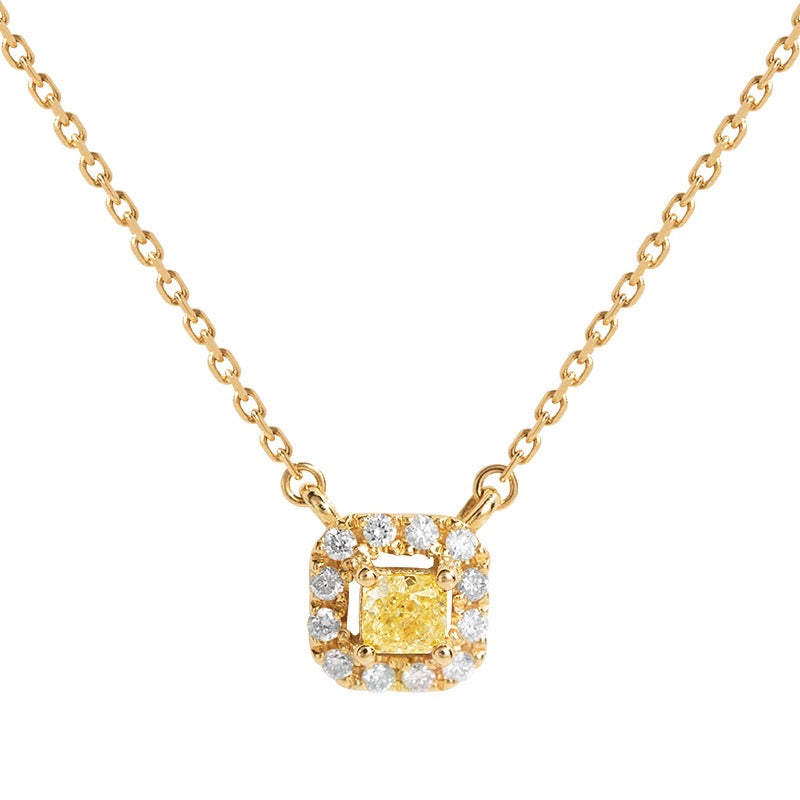 Jewerly Set (necklace & ring) with Shinning Yellow Zircon Stone