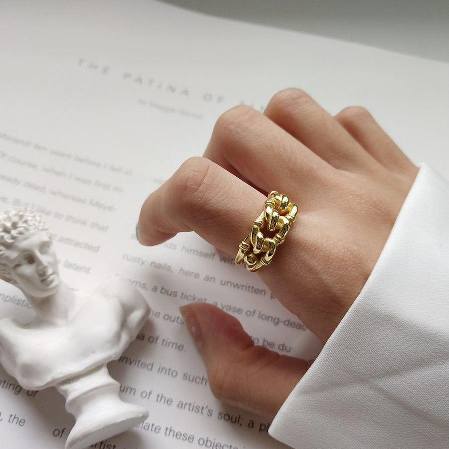 Minimalist Linked Chain Chunky Ring