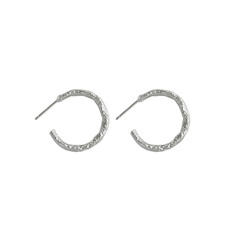 Handcrafted Round Hoop Earrings with Tin Foil Effect