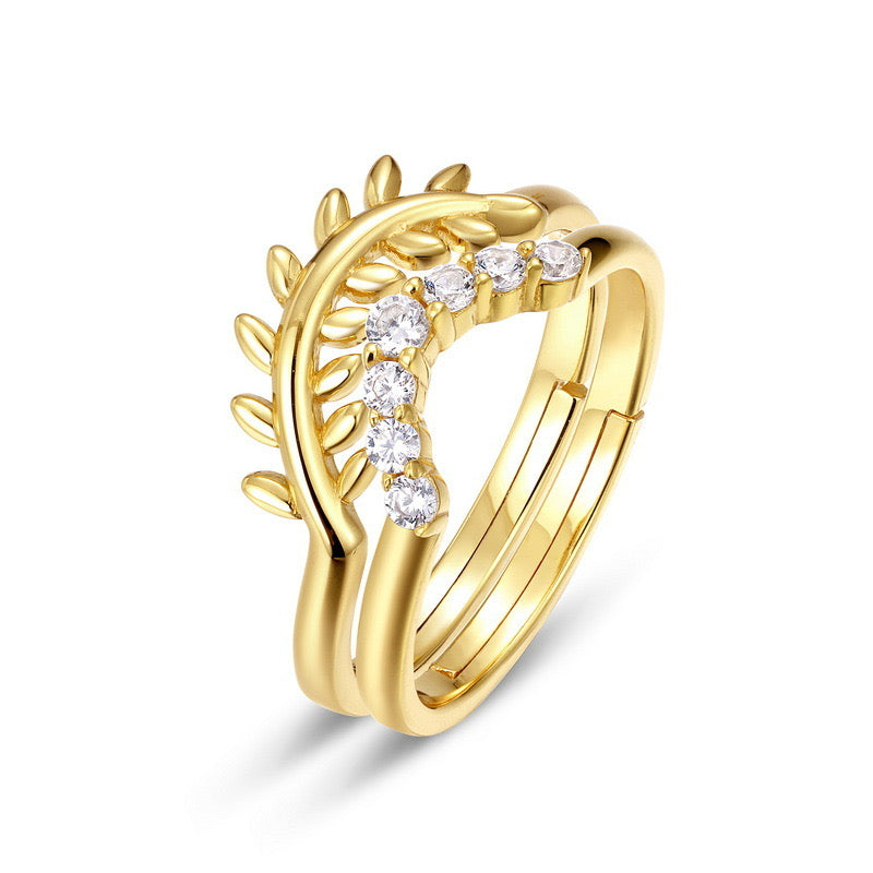 Laurel Leaves Double Layer Ring