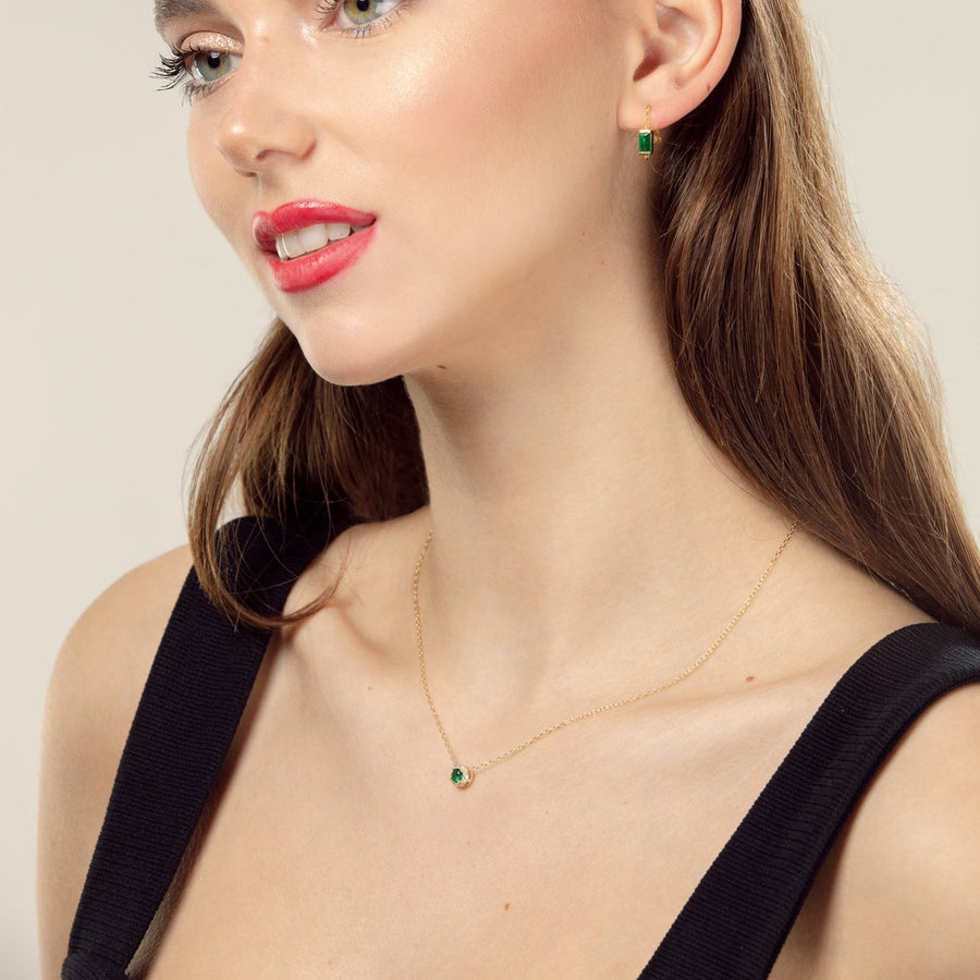 Trendy Coloured Crystal Pendant Necklace in Gold Plated Silver