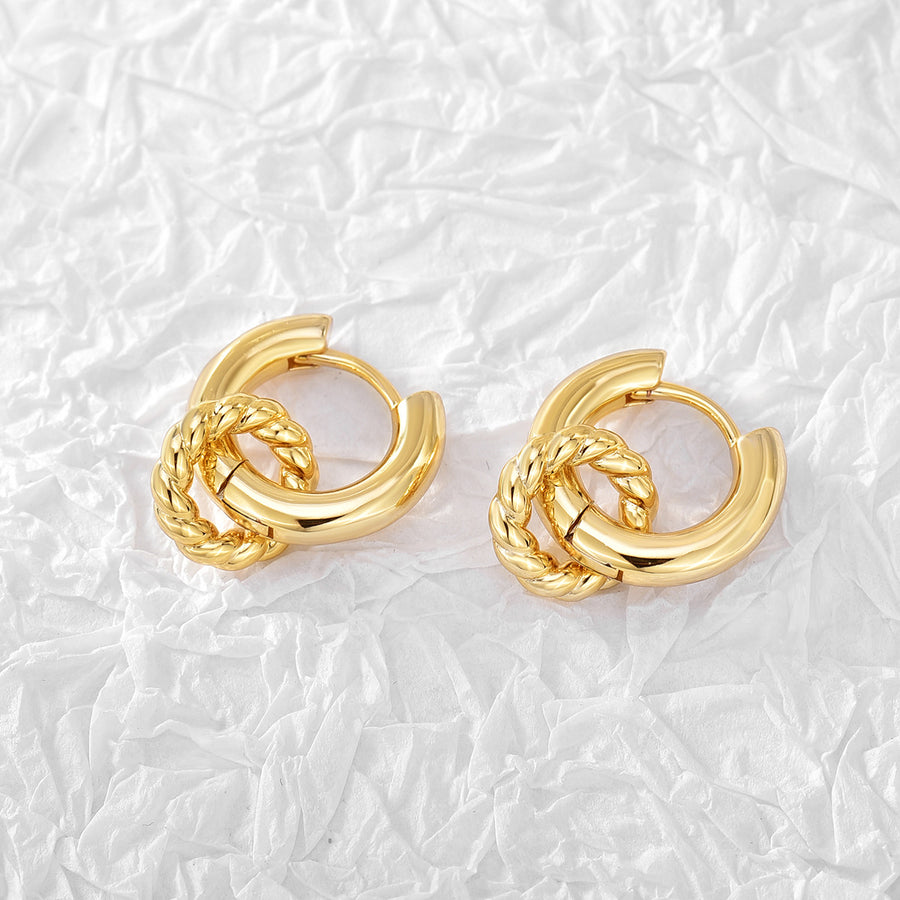 Boucles d'oreilles Créoles Double Cercles - OFFRE LIMITÉE avec Charms de Pierres Naturelles ( 4 façons de porter)