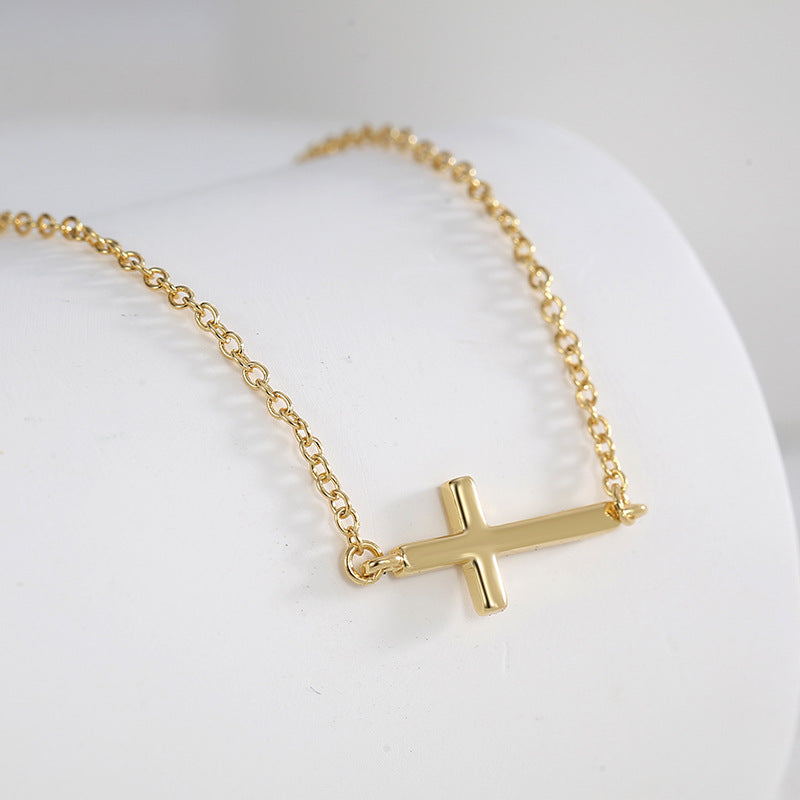 Stylish necklace with cross on the edge