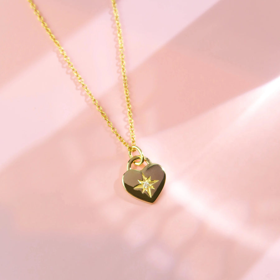 Heart Pendant Necklace With North Star Motif