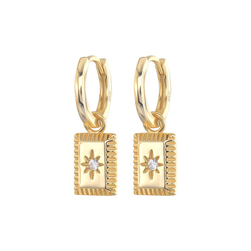 Star Square Charm Hoop Earrings