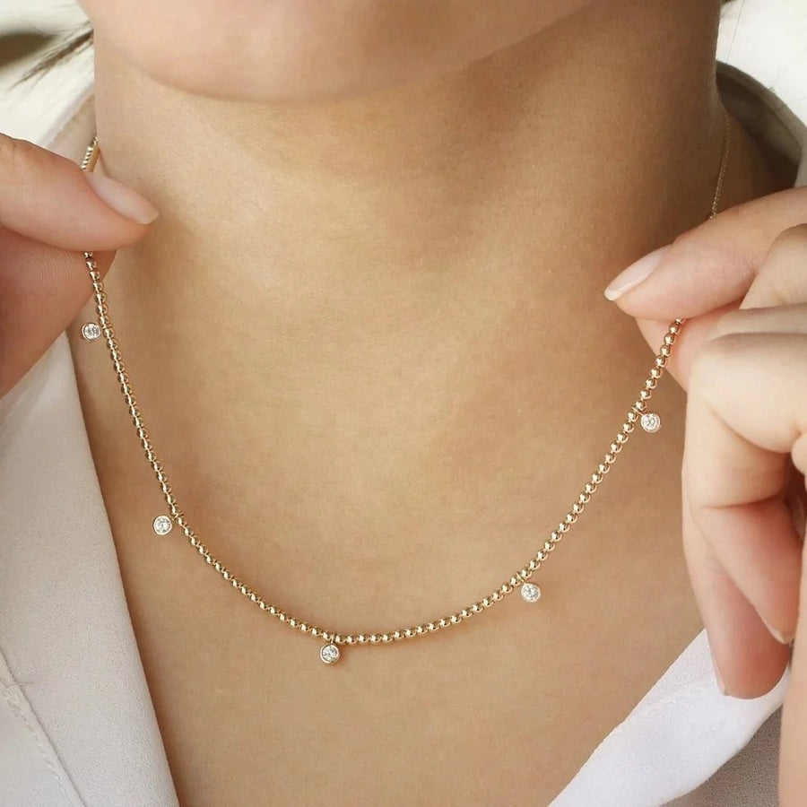 Minimalist 18k Gold Plated Bead Ball Chain