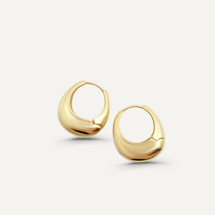 Minimalist Chunky Oval Shape Hoop Earrings