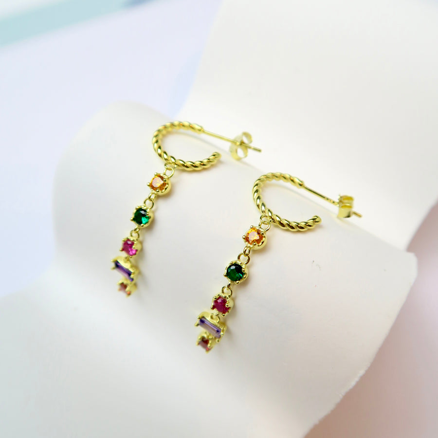 Stylish Colourful Zircon Pendant Earrings