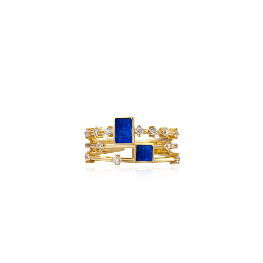 Splendid Natural Gemstones Adjustable Ring