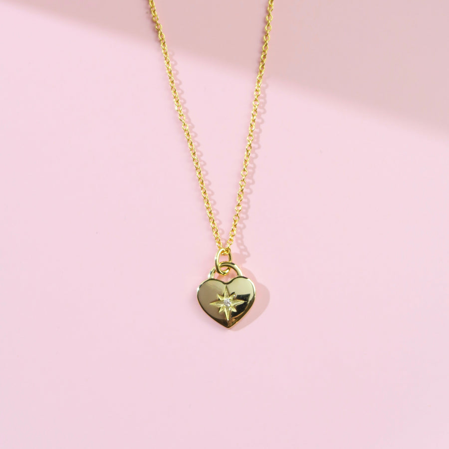 Heart Pendant Necklace With North Star Motif