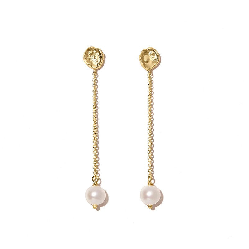 Single Pearl Dangly Earrings