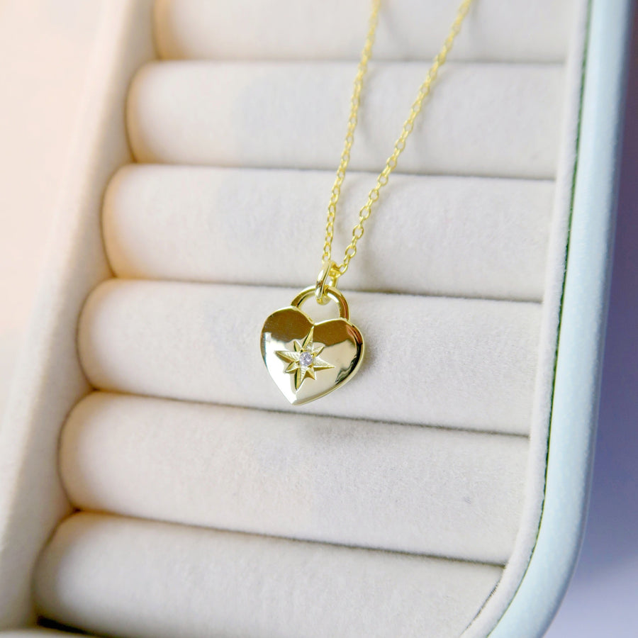 Heart Pendant Necklace With North Star Motif