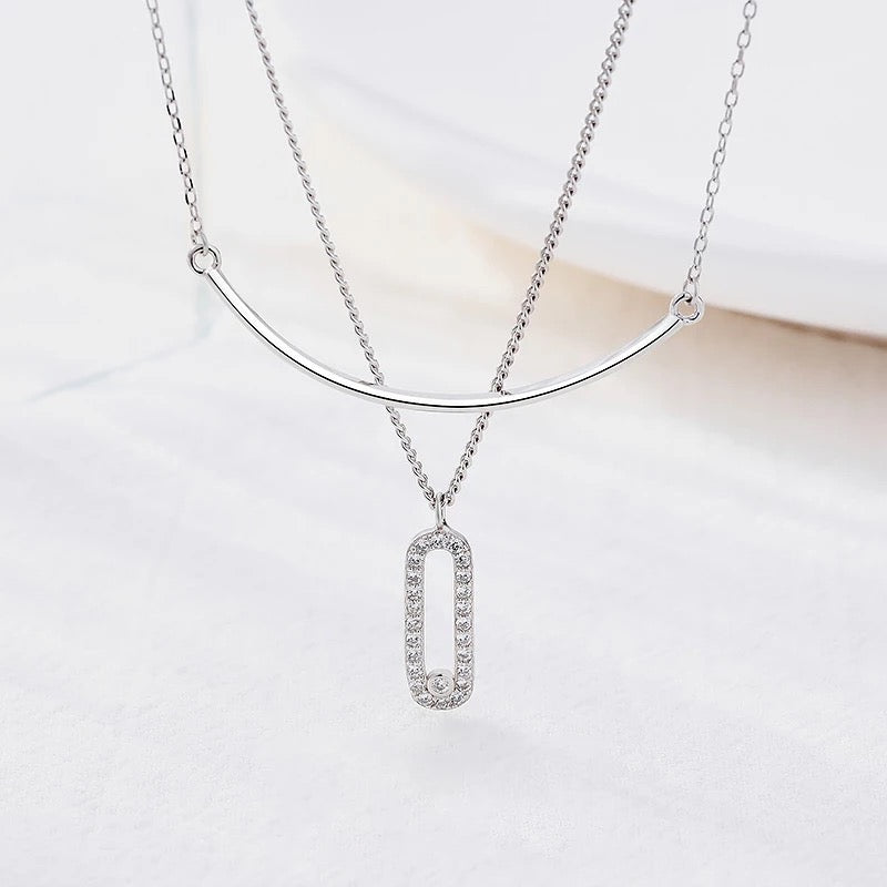 Trendy Geometric Double Layered Chain Pendant Necklace