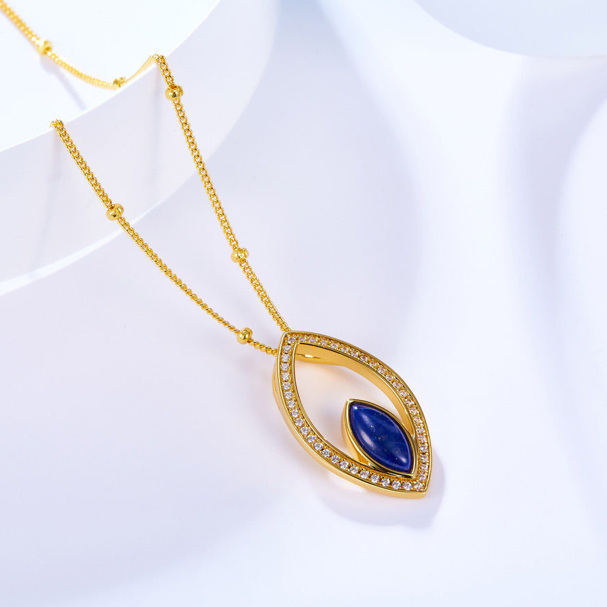 Collier artisanal avec pendentif Lapis Lazuli en vermeil