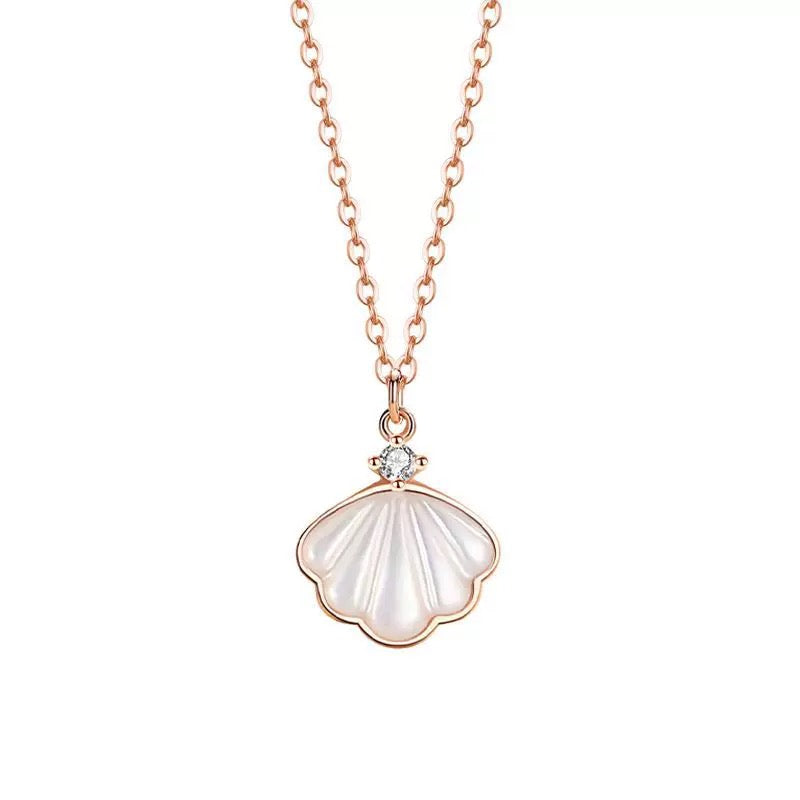 Shell Shaped Pink Gold Plated Pendant Necklace