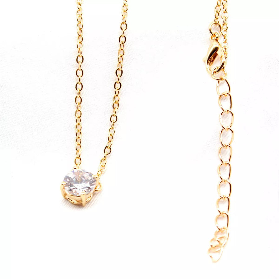 Cubic Zirconia Diamond Effect Pendant Necklace