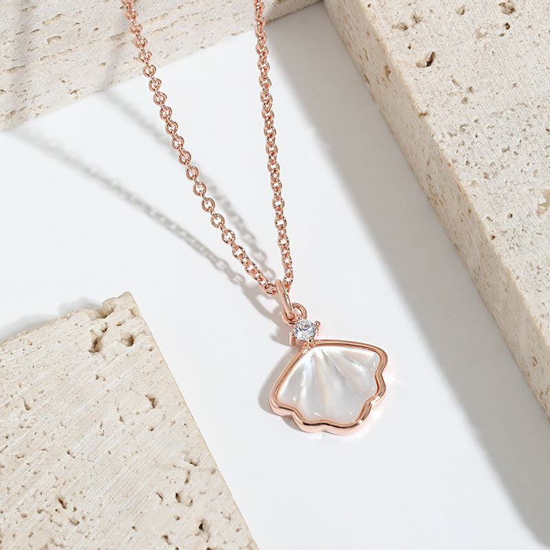 Shell Shaped Pink Gold Plated Pendant Necklace