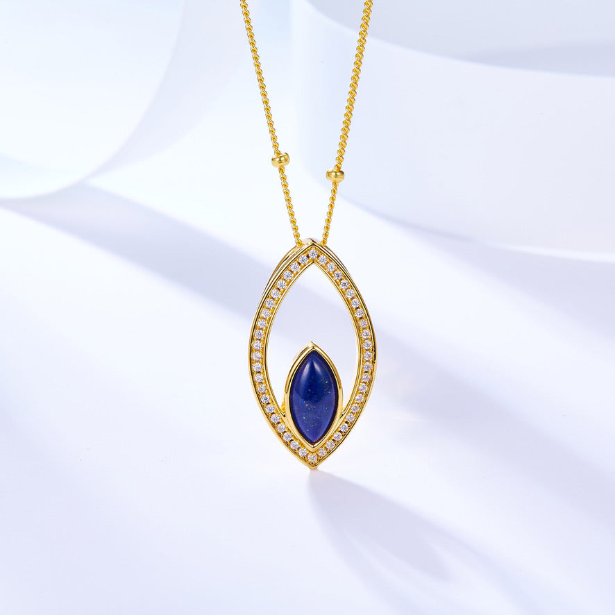 Collier artisanal avec pendentif Lapis Lazuli en vermeil