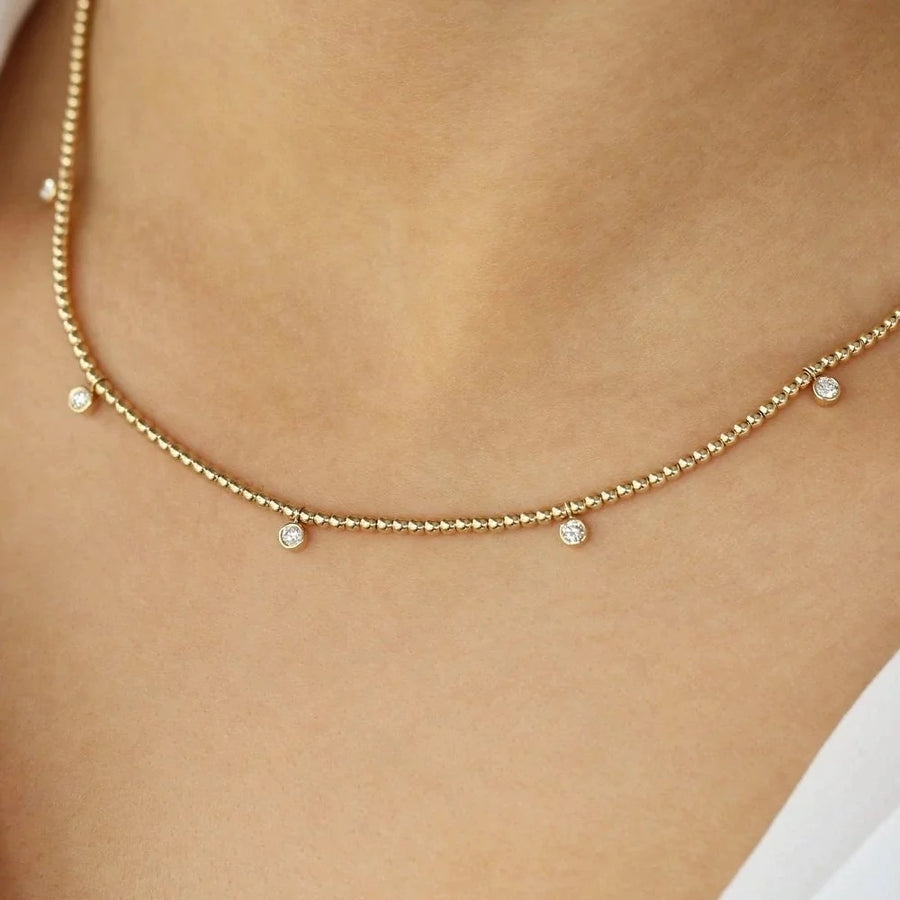 Minimalist 18k Gold Plated Bead Ball Chain