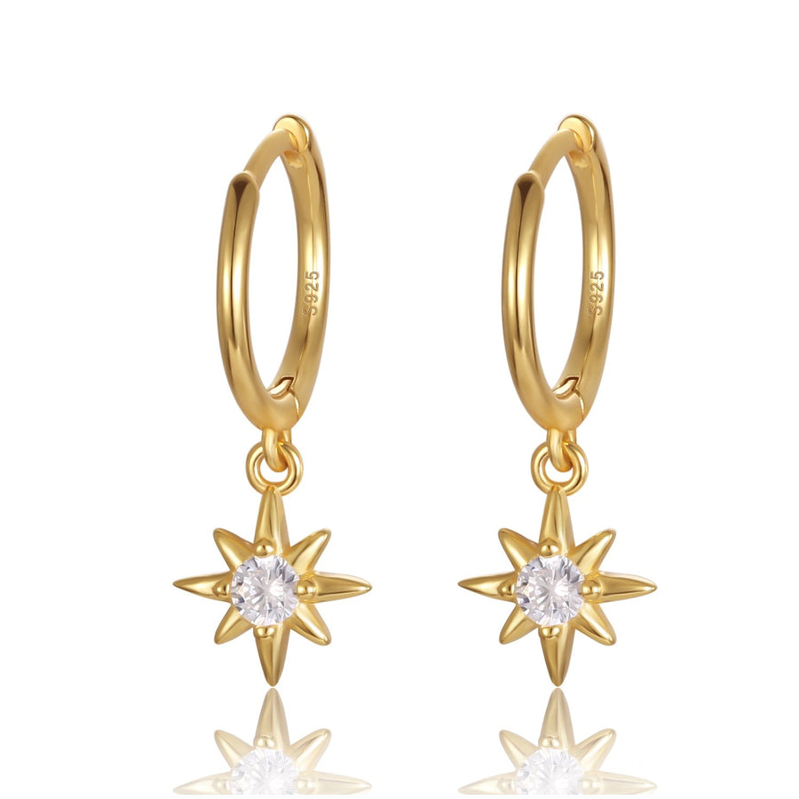 North Star Charm Hoop Earrings