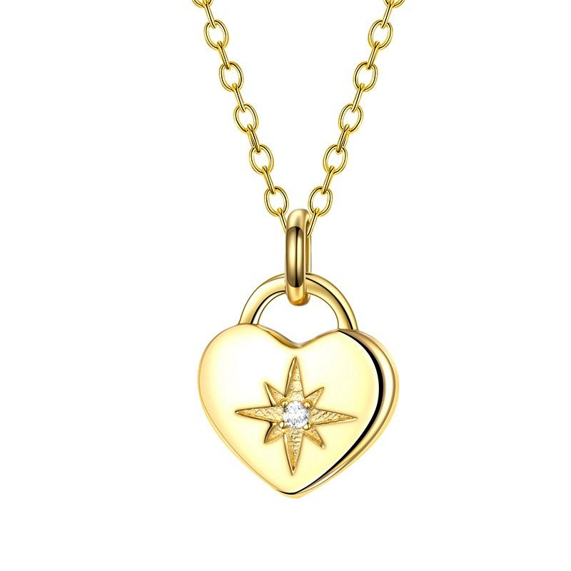 Heart Pendant Necklace With North Star Motif