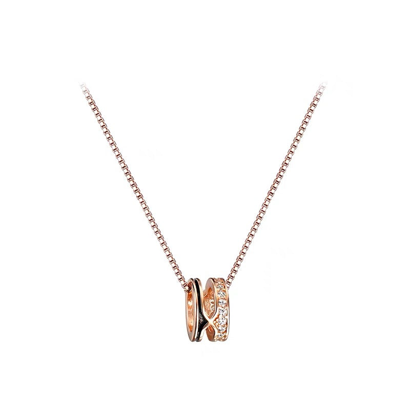 Stylish Pink Gold Plated Round Pendant Necklace