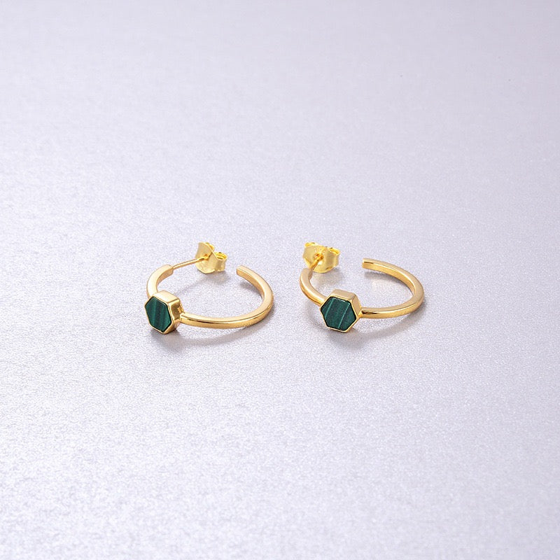 Stylish Malachite Hoop Earrings