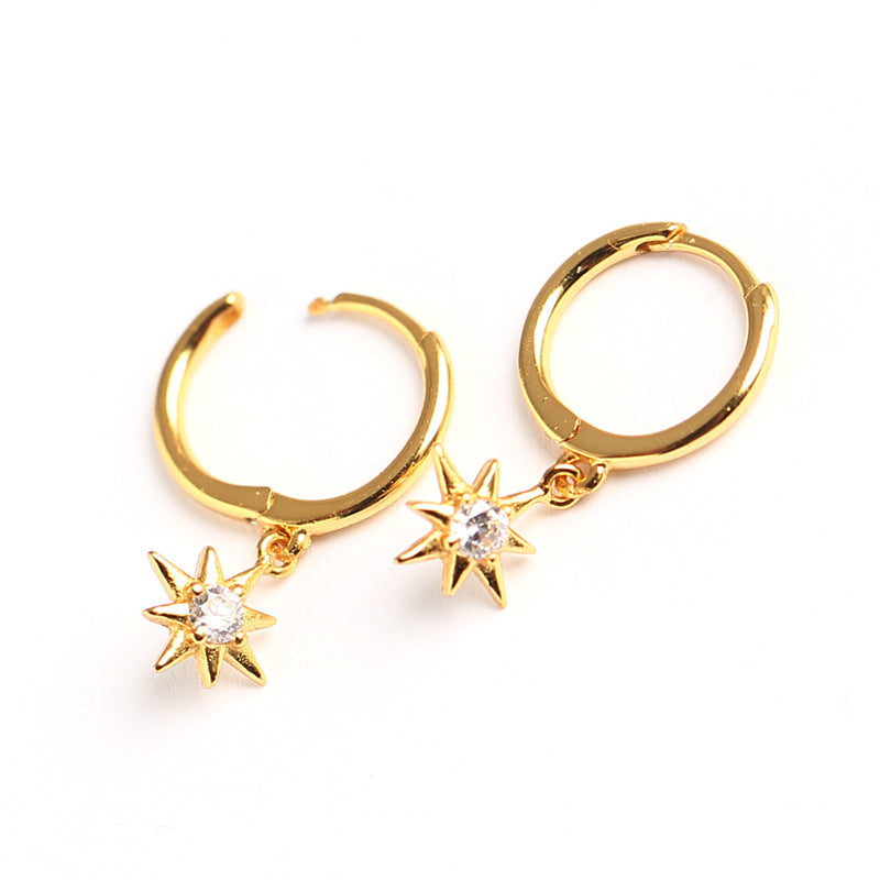 North Star Charm Hoop Earrings