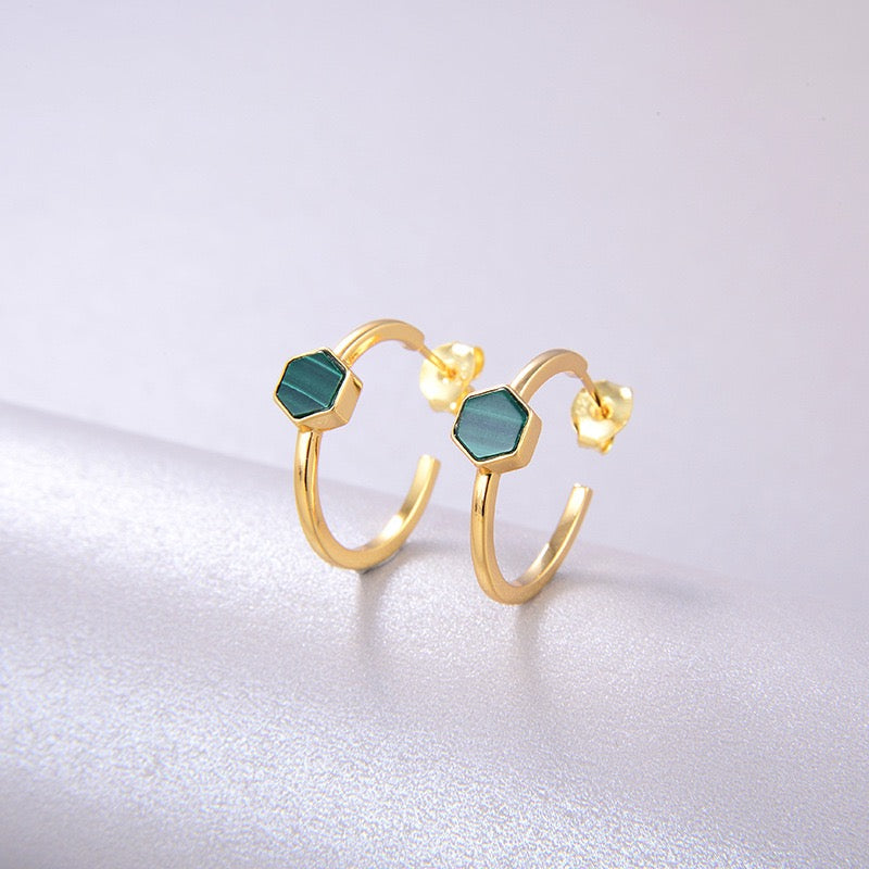 Stylish Malachite Hoop Earrings