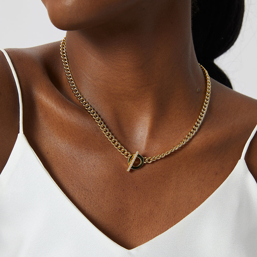 Trendy Chunky Linked Necklace in Gold Vermeil