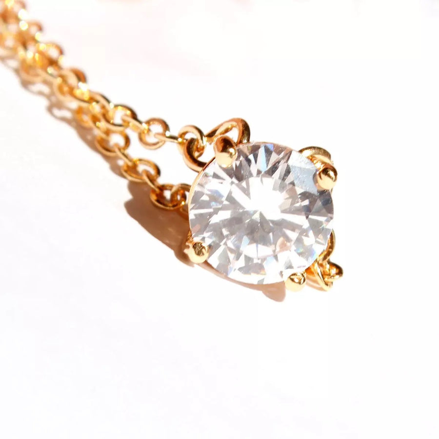 Cubic Zirconia Diamond Effect Pendant Necklace