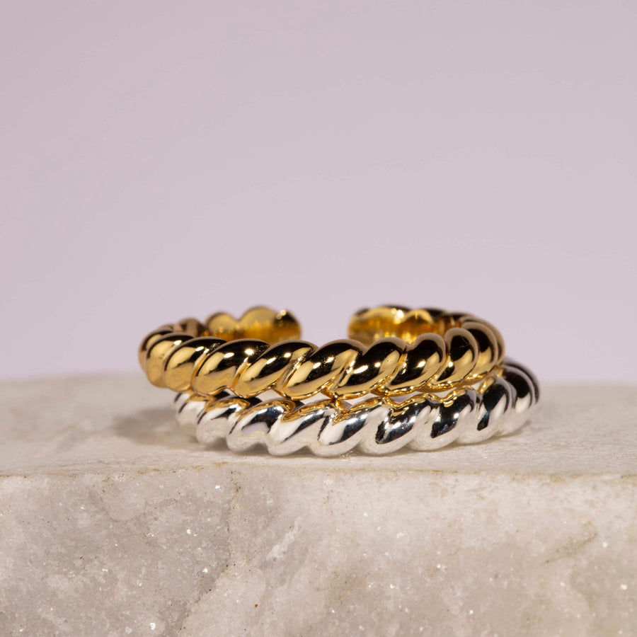 Twisted Adjustable Silver Ring