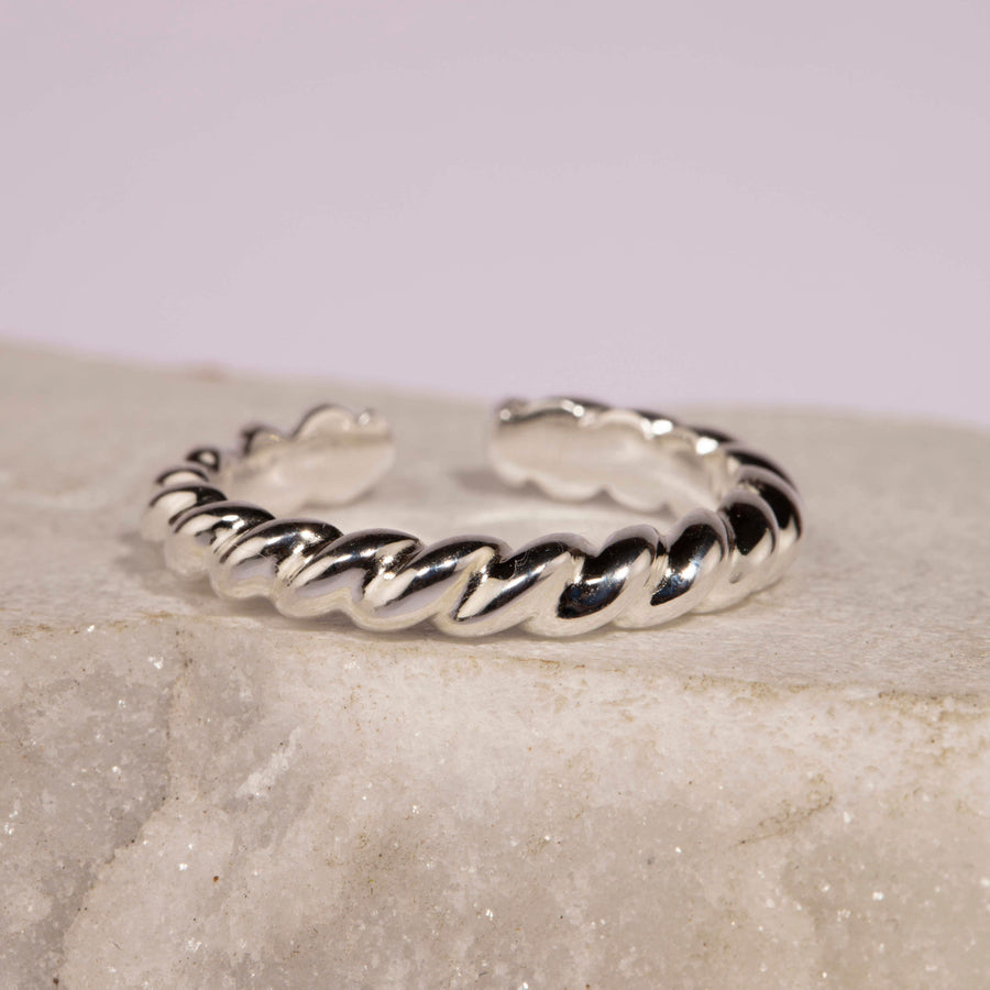 Twisted Adjustable Silver Ring