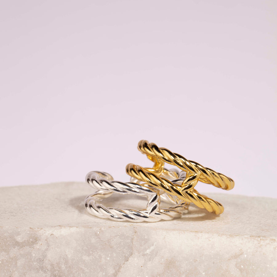 Minimalist H Shaped Twisted Ring