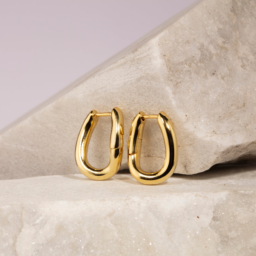 Smooth Oval Geometric Hoop Earrings