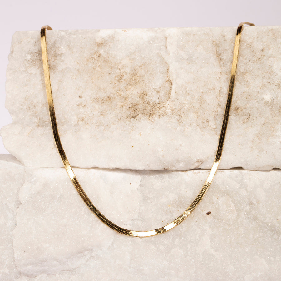 Snake Bone Chain Necklace in Gold Vermeil